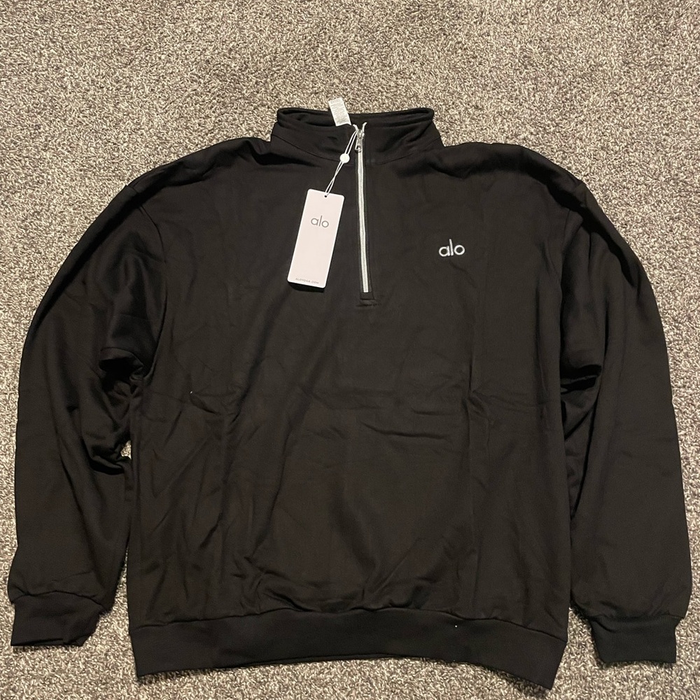 Alo Yoga Black Essential Quarter-Zip Pullover